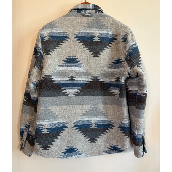 Jachs Men Small Western Blue/Beige/Grey Sherpa/Faux Fur Lined Shirt Jacket - Picture 4 of 14